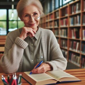 age-sensitive approach to learning and development - older person in a library